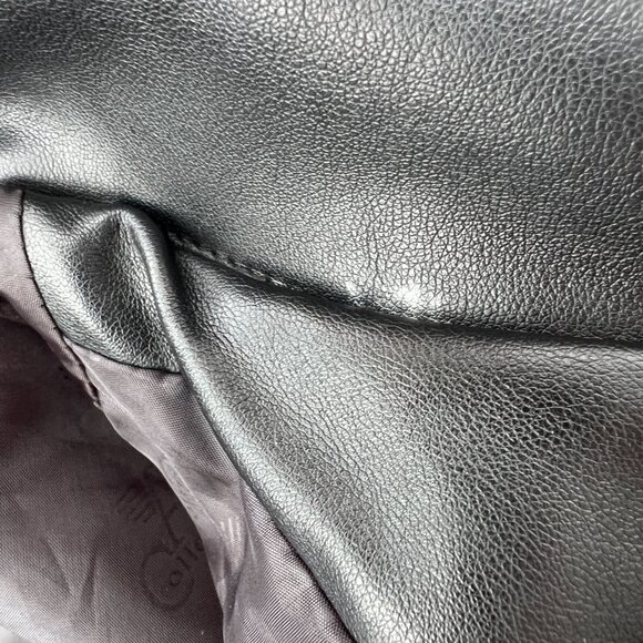 A Collezioni Italian Black Faux Leather Motorcycle Jacket Men’s XL European Chic - Picture 12 of 15